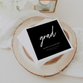 Moderne Zwarte Script Op Maat Afstudeerfeest Servet
