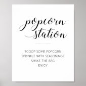 Moderne Zwarte Script Popcorn Station Bruiloft Poster (Voorkant)