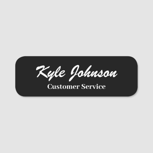Moderne Zwarte Script Professioneel Gepersonalisee Naamplaatje (Voorkant)