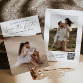 Moderne Zwarte Script QR Code 2 Foto Save The Date