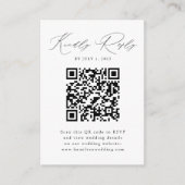 Moderne Zwarte Script QR Code RSVP Bijlagekaart Informatiekaartje (Voorkant)