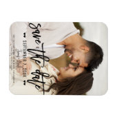 Moderne Zwarte Script Sla de Datum Op Trouwfoto Magneet (Horizontaal)