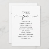 Moderne Zwarte Script Tafel Nummer 4 Stoelenplatte Kaart (Voorkant / Achterkant)