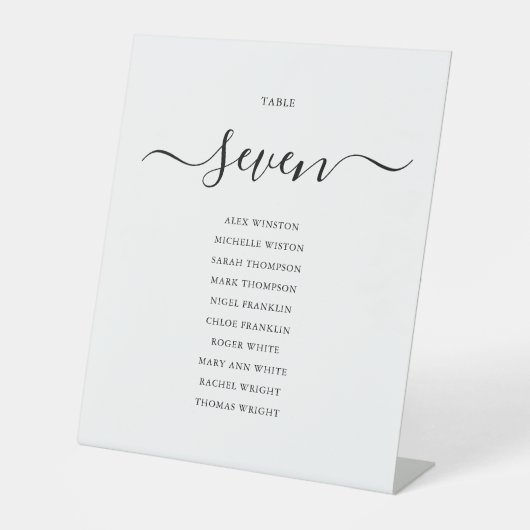 Moderne Zwarte Script Tafel Nummer Stoelverdeling  Reclamebord Met Voetstuk (Voorkant)