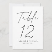 Moderne Zwarte Script Tafelnummerkaart voor Bruilo (Voorkant)
