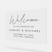 Moderne Zwarte Script Trouw Welkom Acryl Bord (Hoek)