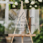 Moderne Zwarte Script Trouw Welkom Acryl Bord