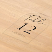 Moderne zwarte script trouwacryl tafelnummer (Laagn)