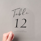 Moderne zwarte script trouwacryl tafelnummer (Insitu (Draagbaar))