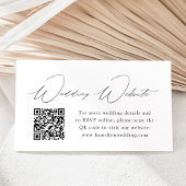 Moderne Zwarte Script Trouwwebsite QR-code Informatiekaartje