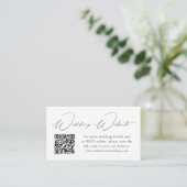 Moderne Zwarte Script Trouwwebsite QR-code Informatiekaartje (Staand voorkant)