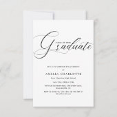 Moderne Zwarte Script Typografie Afstudeerfeest Kaart (Voorkant)