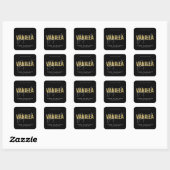 Moderne zwarte script typografie kaarslabel vierkante sticker (Vel)