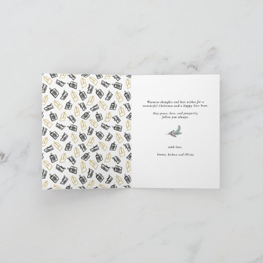 Moderne zwarte scriptie Cute gouden zwarte cadeaus Feestdagen Kaart (Binnen)