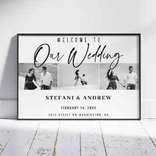 Moderne Zwarte Scriptie Foto Elegante Trouwposter Poster
