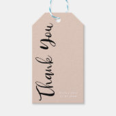 Moderne zwarte scripts beige blush foto dank u cadeaulabel (Voorkant)