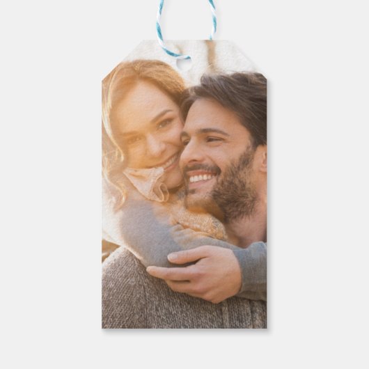 Moderne zwarte scripts beige blush foto dank u cadeaulabel (Achterkant)