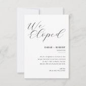 Moderne zwarte scripttrouwaankondiging bedankkaart (Voorkant)