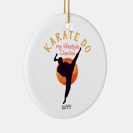 Moderne Zwarte Silhouet Martial Arts Japan Karate Keramisch Ornament (Rechts)