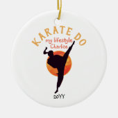 Moderne Zwarte Silhouet Martial Arts Japan Karate Keramisch Ornament (Voorkant)
