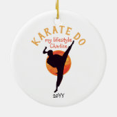 Moderne Zwarte Silhouet Martial Arts Japan Karate Keramisch Ornament (Achterkant)