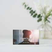 Moderne Zwarte Silhouette Chef met Lichte Vlam Visitekaartje (Staand voorkant)