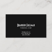 Moderne Zwarte Silhouette Chef met Lichte Vlam Visitekaartje (Achterkant)