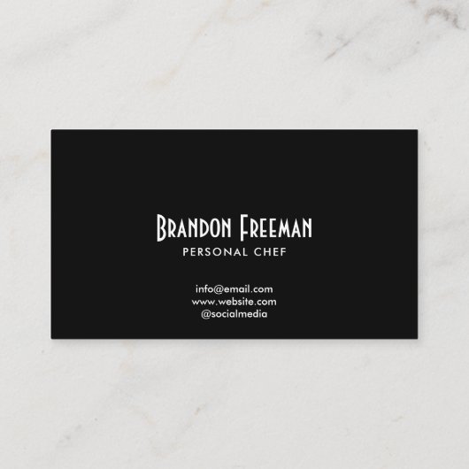 Moderne Zwarte Silhouette Chef met Lichte Vlam Visitekaartje (Achterkant)