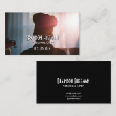 Moderne Zwarte Silhouette Chef met Lichte Vlam Visitekaartje (Voorkant / Achterkant)