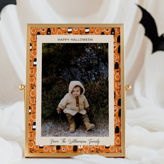 Moderne Zwarte Sinaasappel Apotheek Halloween Foto Feestdagenkaart