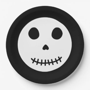 Moderne zwarte spooky halloween schedel papieren bordje