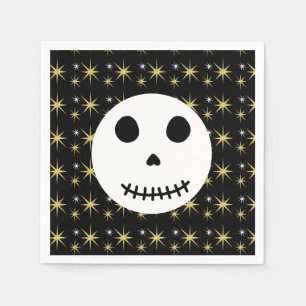 Moderne zwarte spooky halloween schedel servet