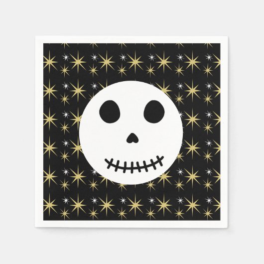 Moderne zwarte spooky halloween schedel servet (Voorkant)