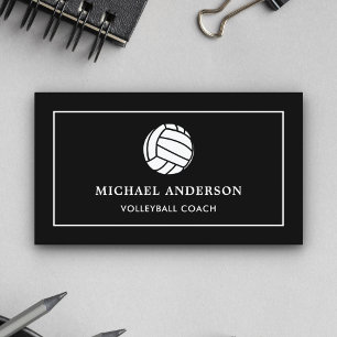 Moderne zwarte sport Professional Volleyball Coach Visitekaartje