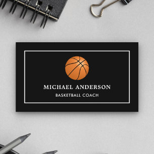 Moderne zwarte sport professionele basketbalcoach visitekaartje