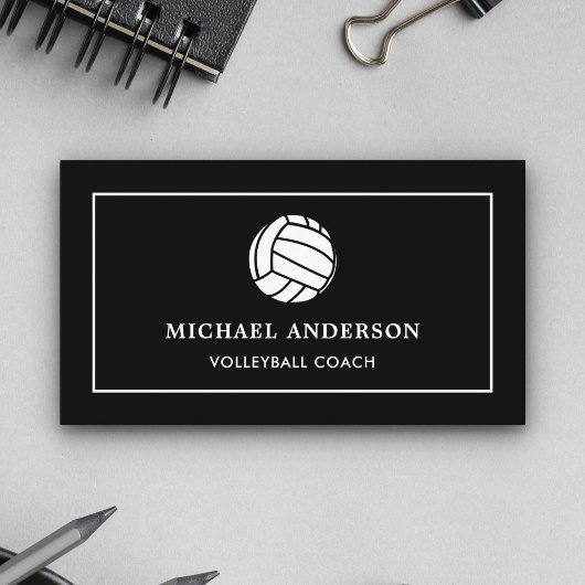 Moderne zwarte sport professionele volleybal coach visitekaartje