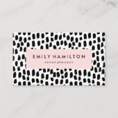 Moderne zwarte Stippen Blush roze Visitekaartje (Voorkant)