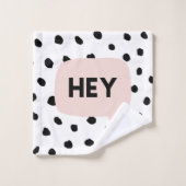 Moderne zwarte Stippen en broekroze met hé Bad Handdoek (Wasdoekje)
