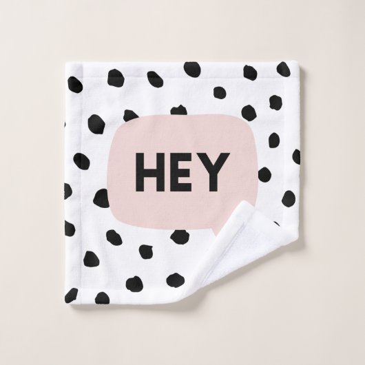 Moderne zwarte Stippen en broekroze met hé Bad Handdoek (Wasdoekje)