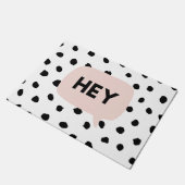 Moderne zwarte Stippen en broekroze met hé Deurmat (Schuin)