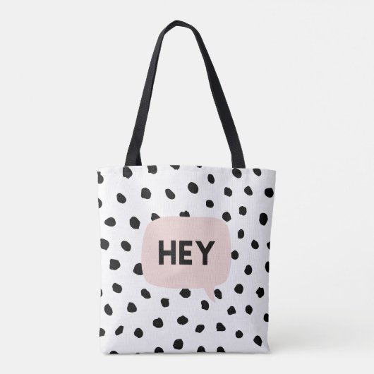Moderne zwarte Stippen en broekroze met hé Tote Bag (Achterkant)