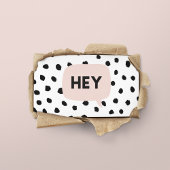 Moderne zwarte Stippen en broekroze met hé Visitekaartje