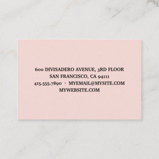 Moderne zwarte Stippen en broekroze met hé Visitekaartje (Achterkant)