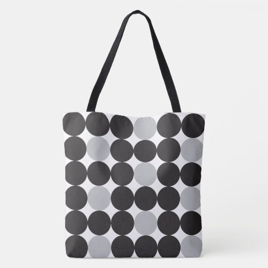 Moderne zwarte Stippen Geometrisch patroon Tote Bag (Achterkant)