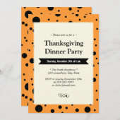 Moderne zwarte Stippen Golden Thanksgiving Kaart (Voorkant / Achterkant)