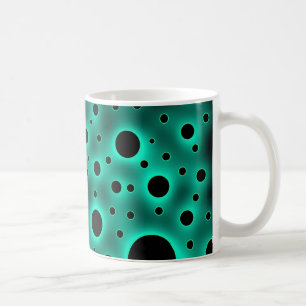 Moderne zwarte stippen over turquoise koffiemok