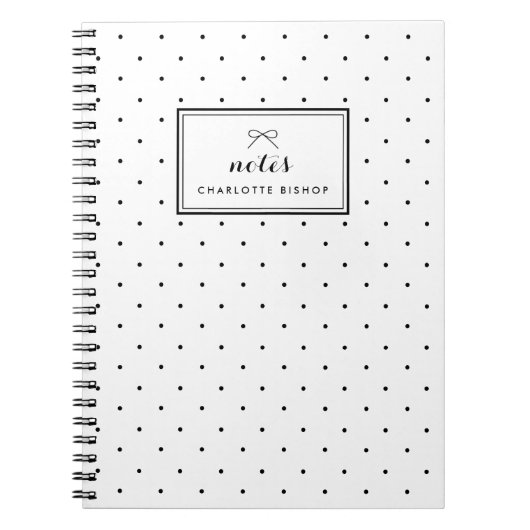 Moderne zwarte stippen patroon gepersonaliseerd notitieboek (Voorkant)