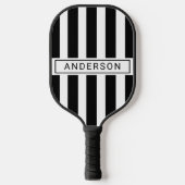 Moderne zwarte streep gepersonaliseerd pickleball paddle (Voorkant)