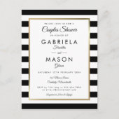 Moderne Zwarte Streep Gouden Koppels Bruisfeest Uitnodiging Briefkaart (Voorkant)