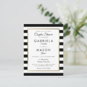 Moderne Zwarte Streep Gouden Koppels Bruisfeest Uitnodiging Briefkaart (Staand voorkant)